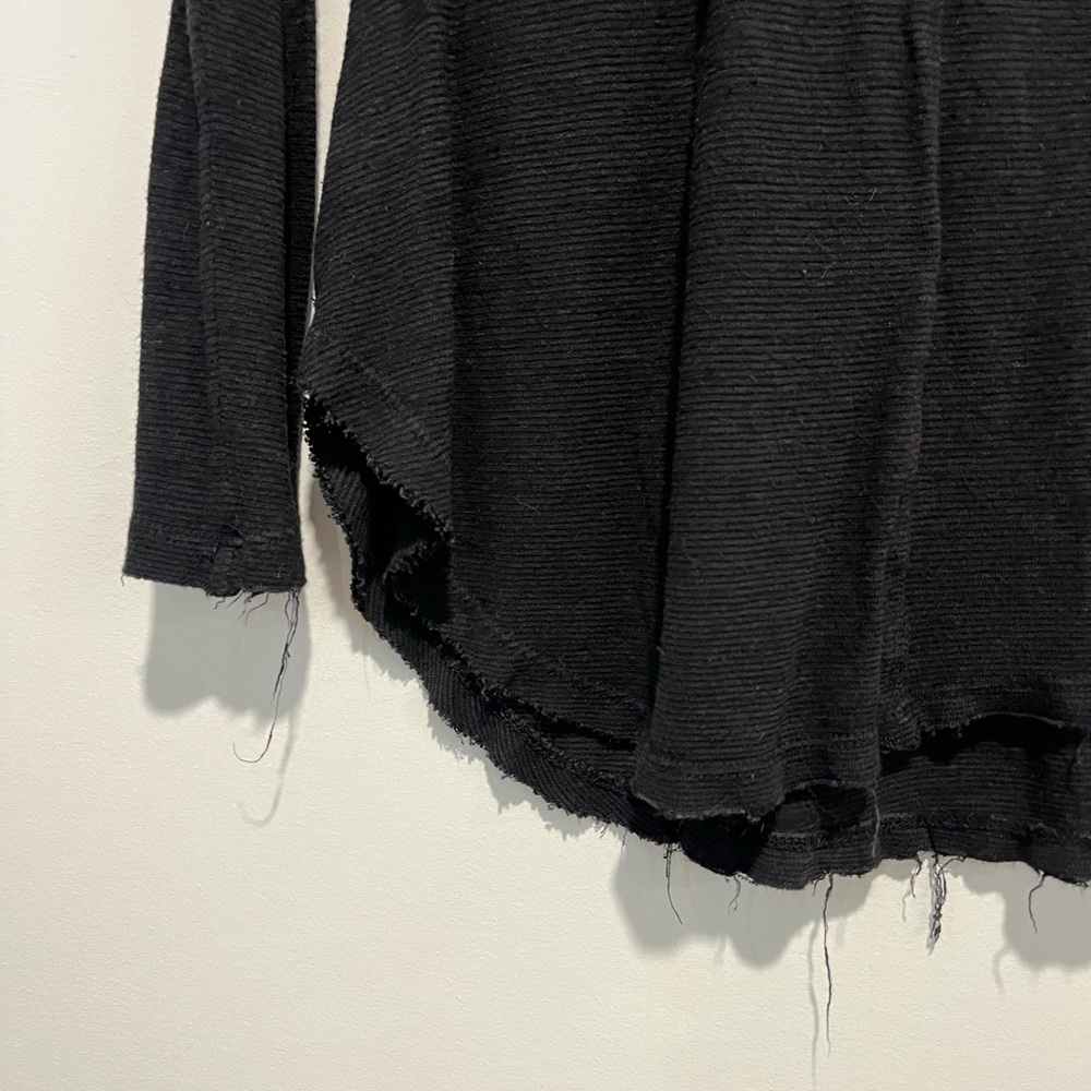 Free People Black Lace-Trim Lace-Up Long Sleeve Tee - Picture 6 of 7